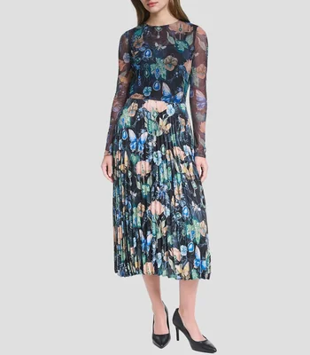 Vestido largo manga larga estampado Mujer