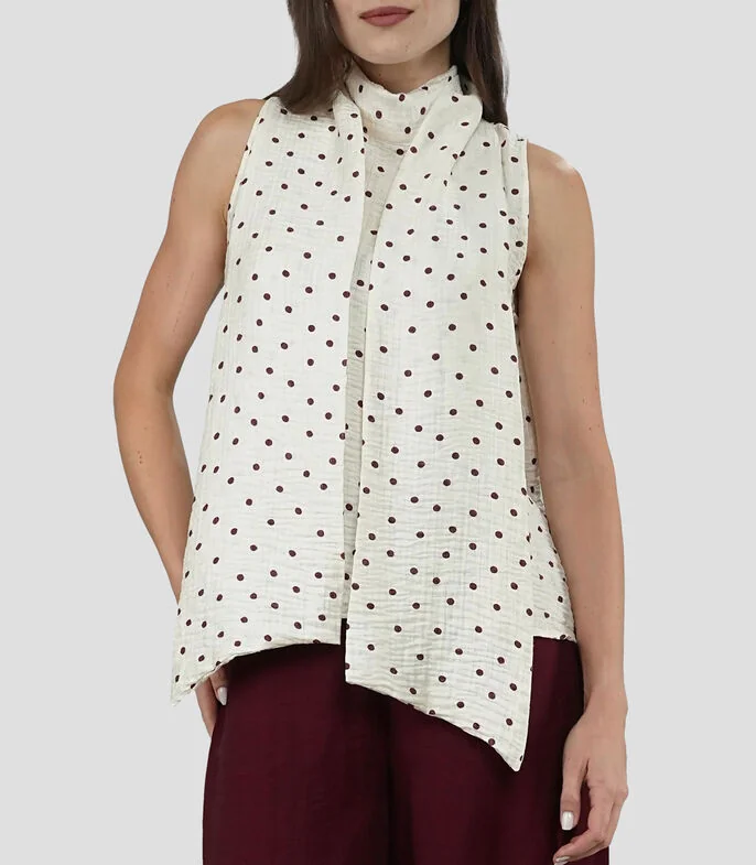 Blusa polkadots sin mangas Mujer