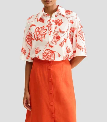 Blusa manga corta estampada Izana Mujer