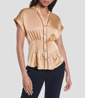 Blusa lisa manga corta Mujer