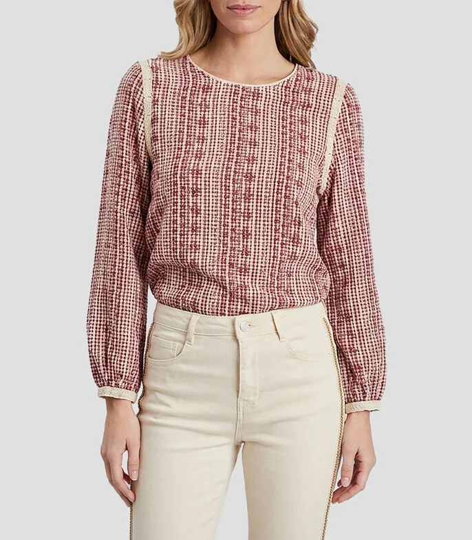 Blusa estampada manga larga Mujer