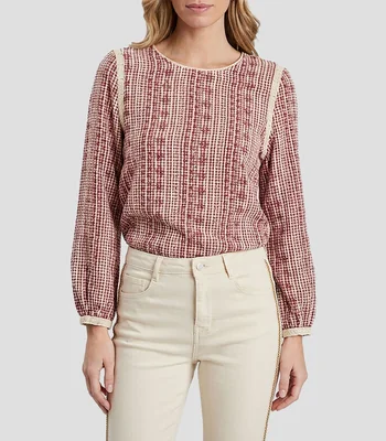 Blusa estampada manga larga Mujer