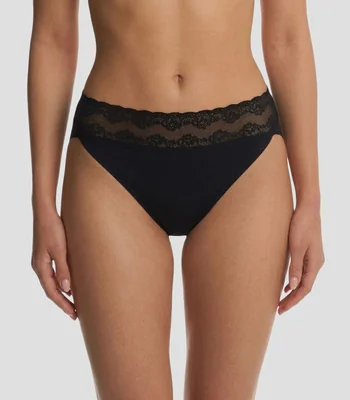 Bikini liso con detalle de encaje Mujer