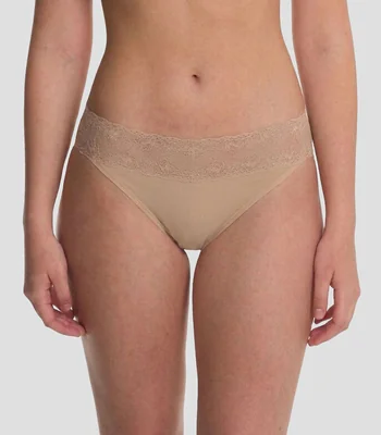 Bikini liso con detalle de encaje Mujer