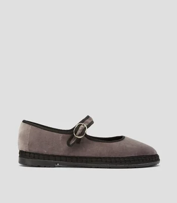 Flats Brida terciopelo Mujer