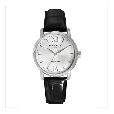 Reloj Nivada Executive para Dama Acero y Piel Plata Romano