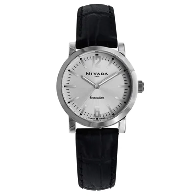 Reloj Nivada Executive para Dama Acero y Piel Plata Arabigo
