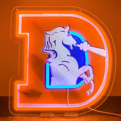 Letrero de neón BNBIDEN Broncos Football 31x32 cm LED – Decoración de pared