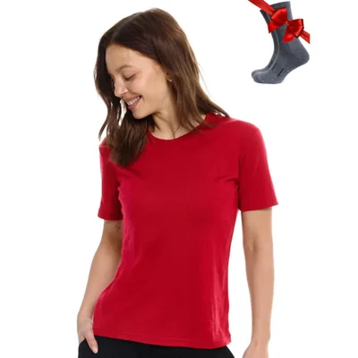 Camiseta Merino.tech Talla Media Rojo Cereza + Calcetines
