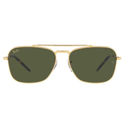 Lente solar Ray-Ban New Caravan modelo 0RB3636 color verde en metal color oro
