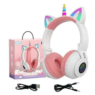 Auriculares infantiles YUSonic Unicornio para niñas, auriculares Bluet