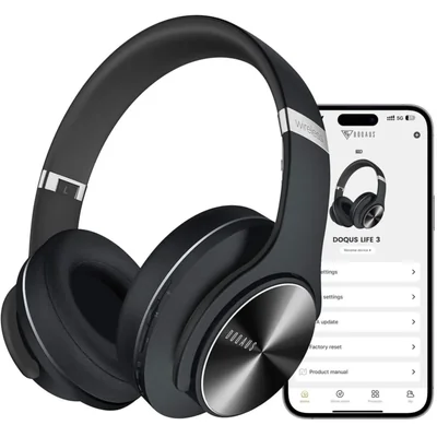 Auriculares Bluetooth DOQAUS supraaurales, 90 horas de reproducción, i