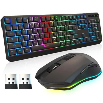 Teclado y ratón inalámbricos KLIM Chroma: combo para juegos con retroi