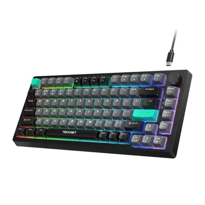 Teclado para juegos TECKNET, 75% con cable, retroiluminación RGB, 82 t