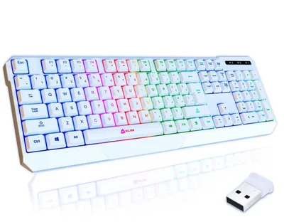 Teclado inalámbrico KLIM Chroma White: retroiluminación RGB, batería r