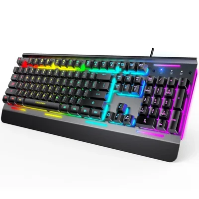 Teclado para juegos TECKNET, teclado USB con cable para ordenador, ilu