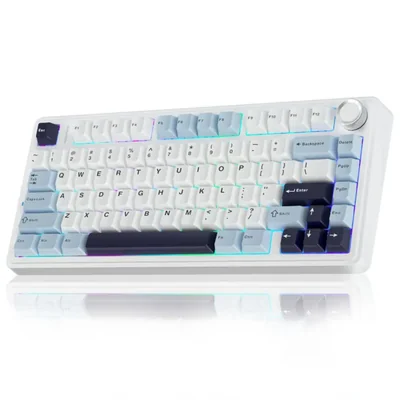 Teclado mecánico inalámbrico AULA F75 75%, teclas intercambiables en c