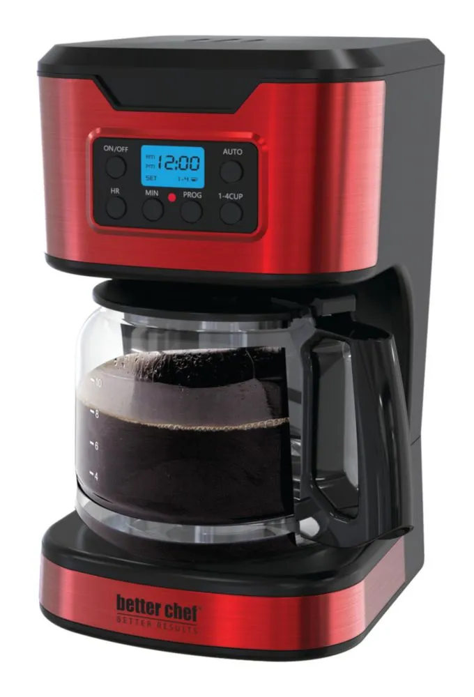 Cafetera programable Better Chef de 12 tazas roja