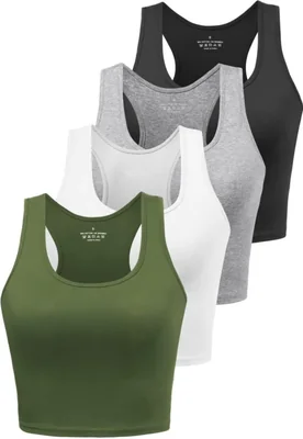 Top corto sin mangas Joviren pack de 4 de algodón y spandex