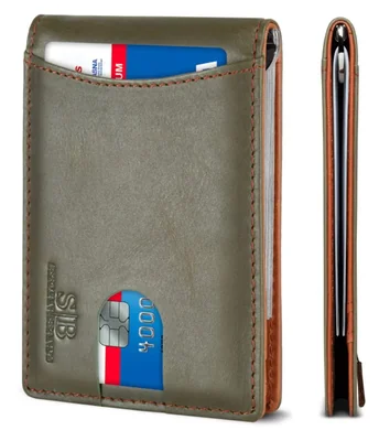 BILLETERA PLEGABLE DE CUERO SERMAN BRANDS con Bloqueo RFID - Verde