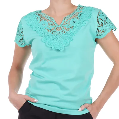 Blusa con Detalles de Encaje Ecof Ecofashion para Mujer