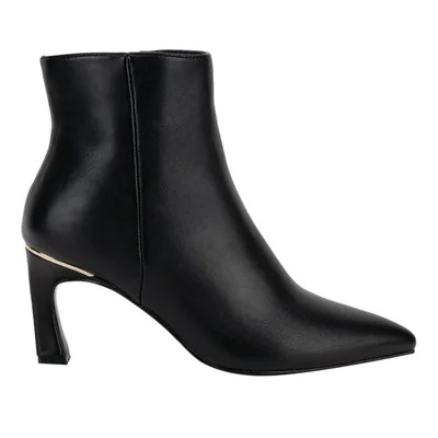 Bota de mujer, corta, de vestir, con tacón medio delgado, acabado napa, color negro, mod. 1313102