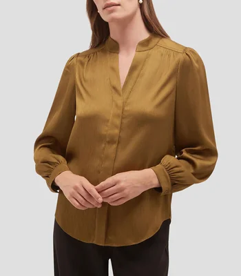 Blusa lisa manga larga Mujer