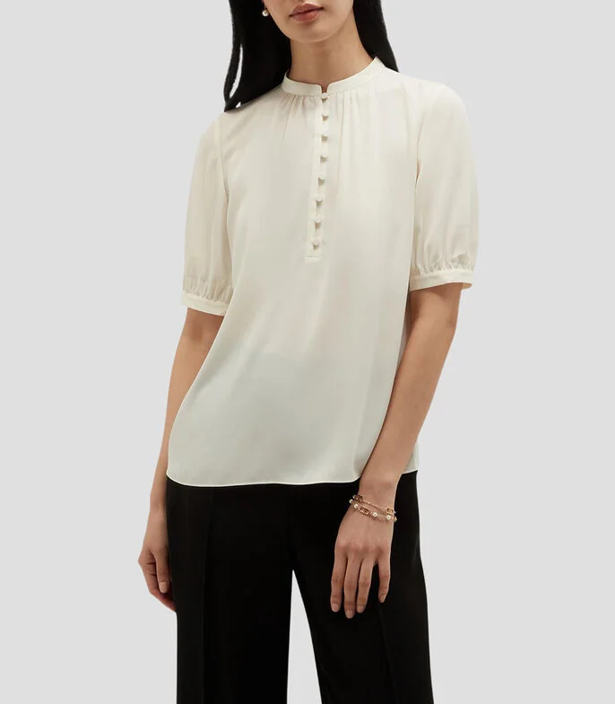 Blusa lisa manga corta Mujer