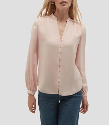 Blusa lisa manga larga Mujer