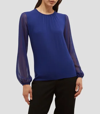 Blusa lisa manga larga Mujer