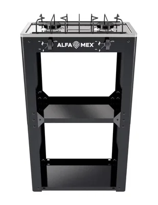 Parrilla de gas 704-4 negro de acero inoxidable
