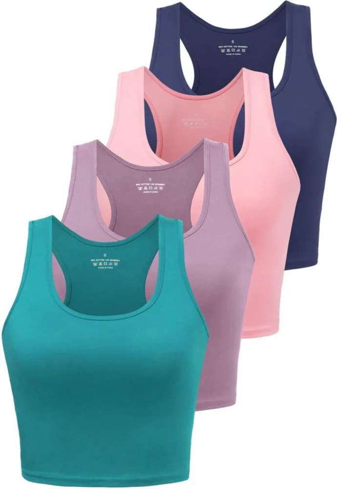 Pack de 4 tops cortos sin mangas Joviren de algodón‑spandex