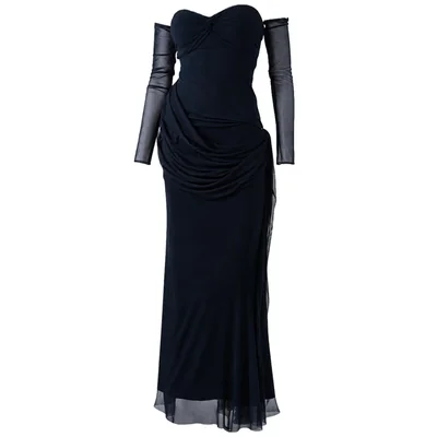 Vestido de Fiesta Largo con Mangas Noshe para Mujer