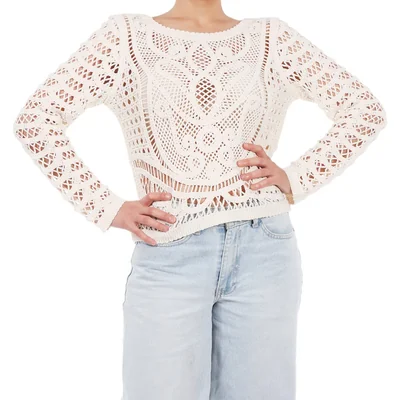 Blusa de Algodón con Tejido Calado Dex para Mujer