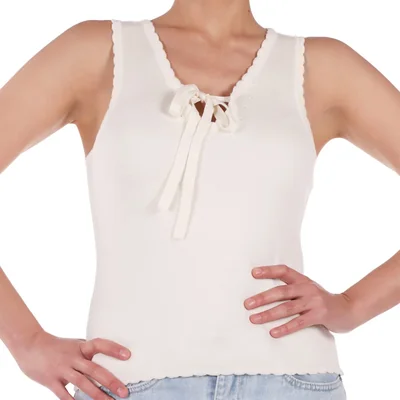 Top de Punto con Amarre Black Tape para Mujer