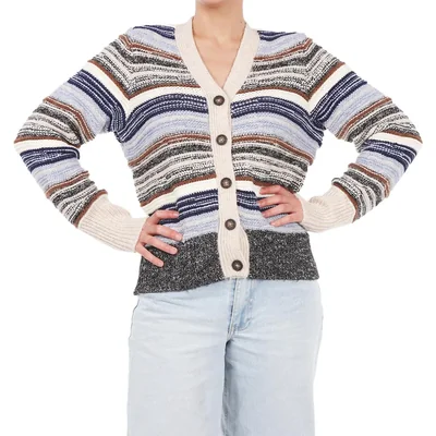Cárdigan de Punto Rayas Abierto Casual Dex para Mujer