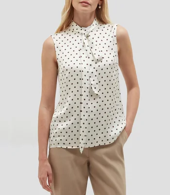Blusa polkadots sin mangas Mujer