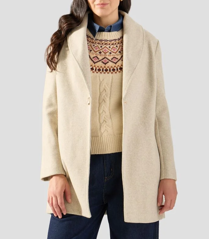 Abrigo midi con botón Mujer