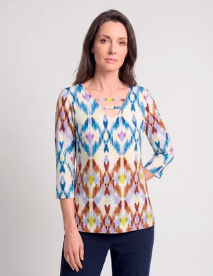 Playera manga 3/4 cuello v para mujer