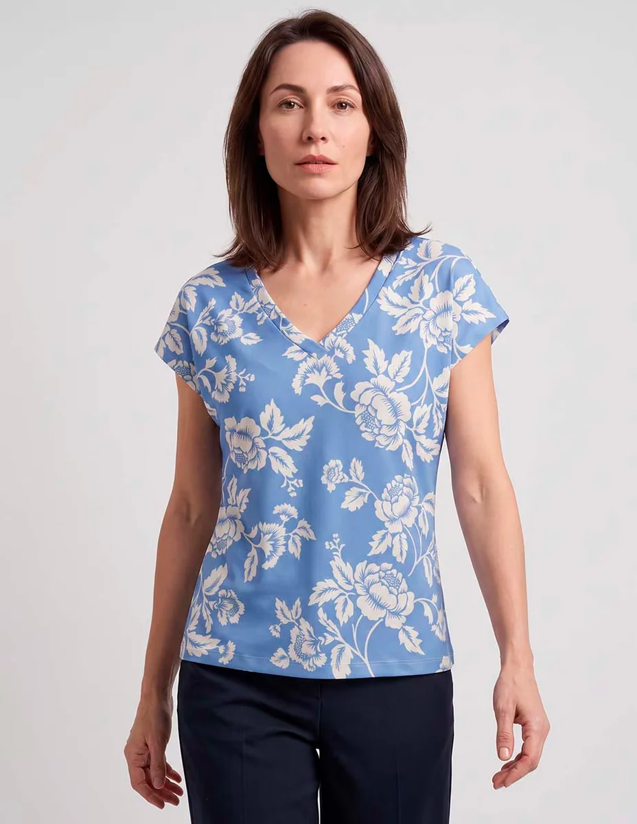 Playera manga corta cuello v para mujer