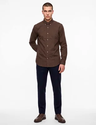 Camisa casual de algodón manga larga para hombre
