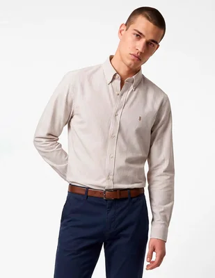 Camisa casual de algodón manga larga para hombre