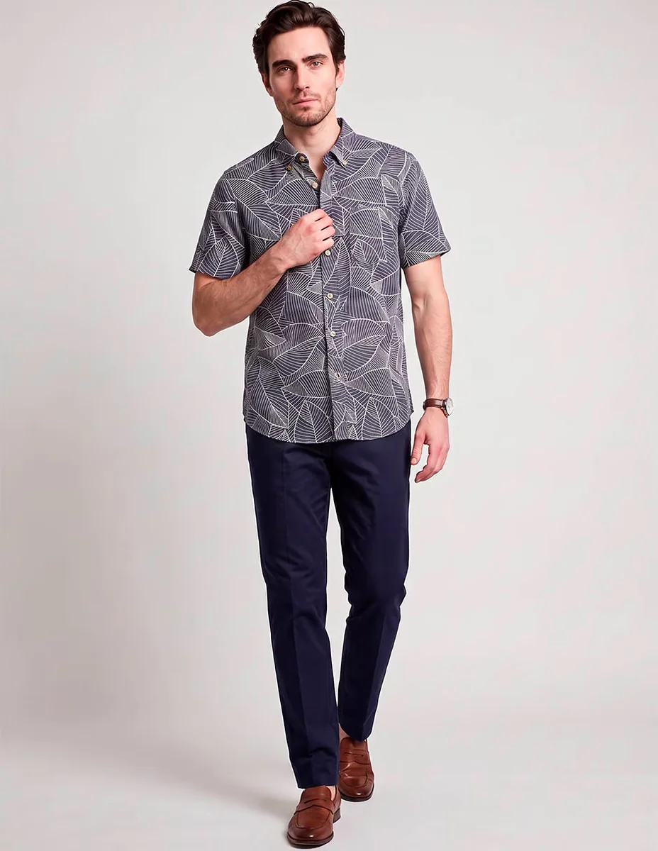 Camisa casual de algodón manga corta para hombre