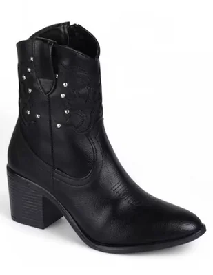 Bota cowboy arriba del tobillo de piel para mujer