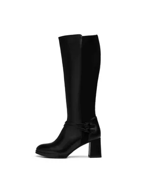 Bota abajo de la rodilla de piel para mujer
