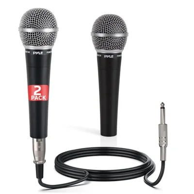Micrófono Pyle Pack de 2 unidades con cable XLR de 46 m y filtro anti‑pop