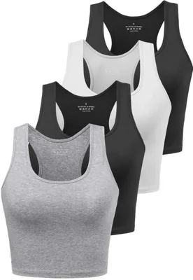 Camisetas crop sin mangas Joviren pack de 4 (algodón‑spandex)