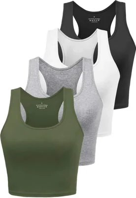 Top corto sin mangas Joviren – set de 4 (algodón‑spandex)