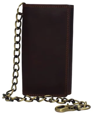Billetera para hombre Swiss Marshall con cadena de 18 cm RFID de cuero marrón