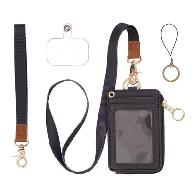Porta Credencial MONDO DESIGNS 2 en 1 con Cordón Negro